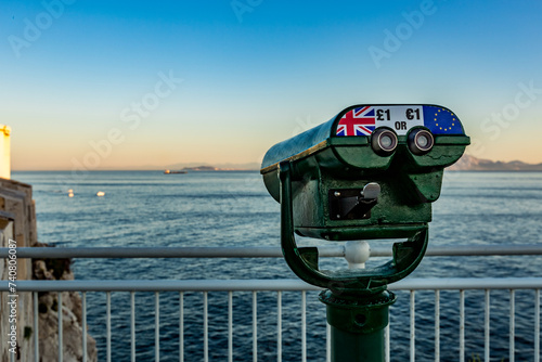 Europa Point, Gibraltar. Evening and sunset seen over Mediterranean sea, Europe, EU, observation deck