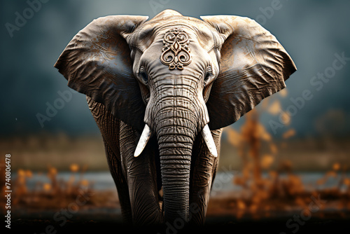 Elephant with forest background