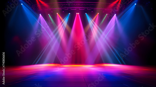 Background lighting, theater stage lighting background, spotlights illuminate the stage for opera performances