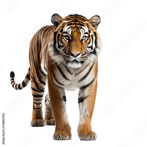 Tiger standing isolated on transparent or white background