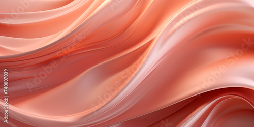 Shiny silk with large fold waves into a fresh Peach color background