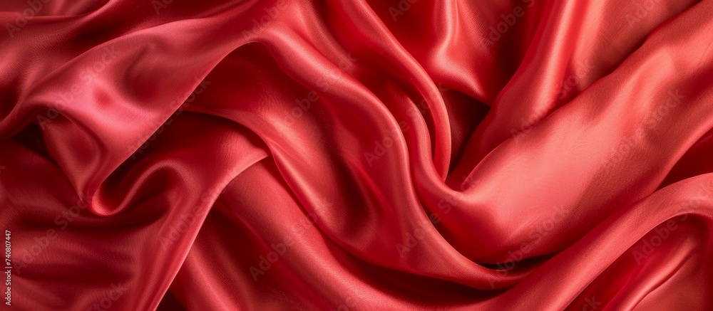 Elegant red silk fabric with luxurious smooth texture ideal for fashion design projects Elegant red silk fabric with luxurious smooth texture ideal for fashion design projects