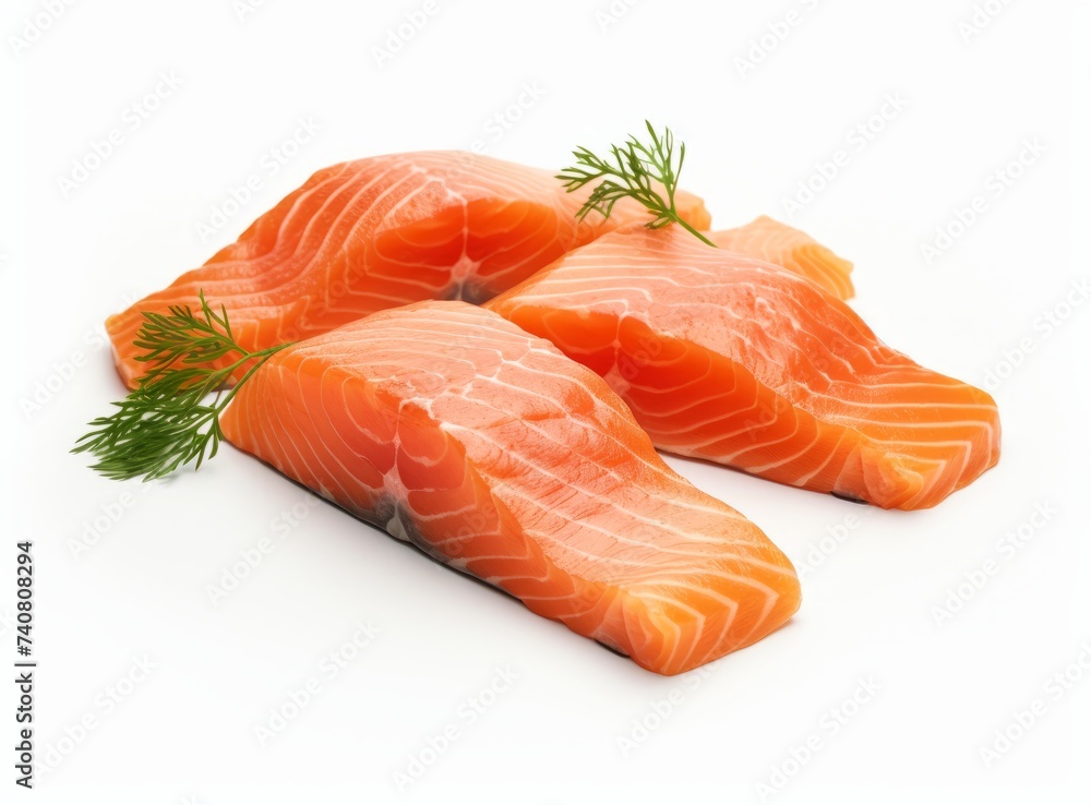 Raw salmon fish on white background, top view. Healthy food. Raw salmon fish on white background, top view. Healthy food.
