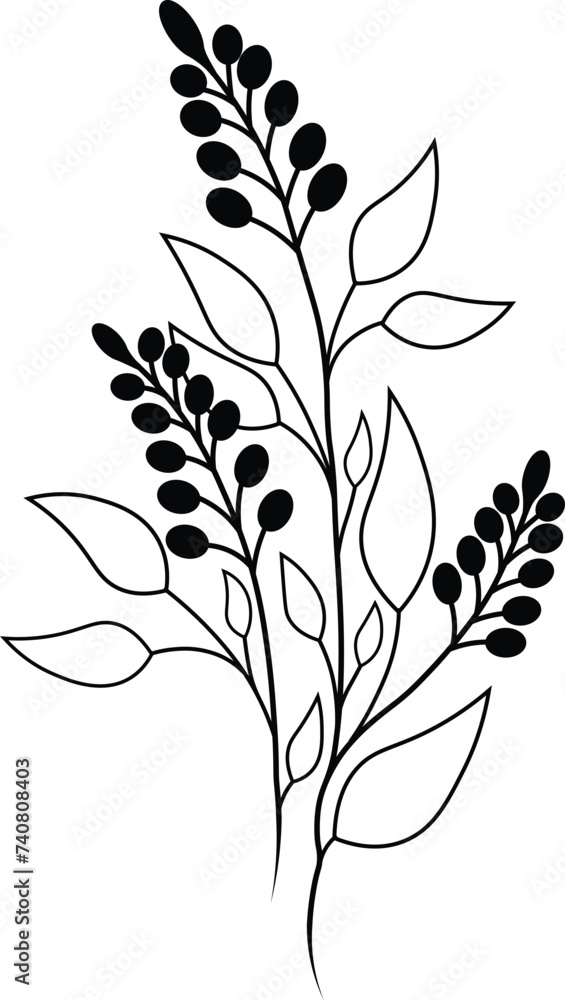 Illustration of Flower Silhouette with Flowers and Leaves vector