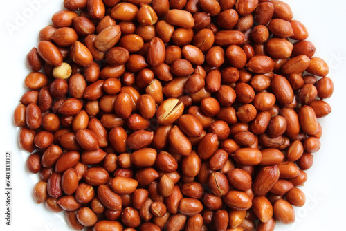 Fried groundnut, Goober or Monkey Nut, or Arachis hypogaea. Flat lay or top view photo