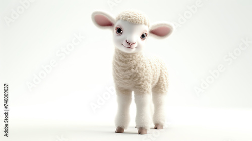 3d cartoon lamb isolated on white background photo