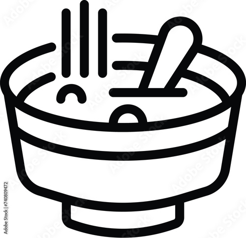 Traditional borsch icon outline vector. Borscht bowl soup. Ukrainian homemade cuisine