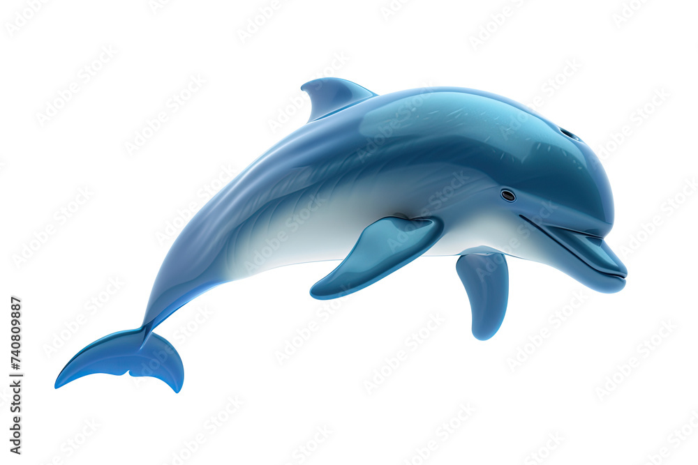 3d cartoon character blue dolphin isolated on white background. sea animal. dolphin jumps out of water 3d cartoon character blue dolphin isolated on white background. sea animal. dolphin jumps out of water