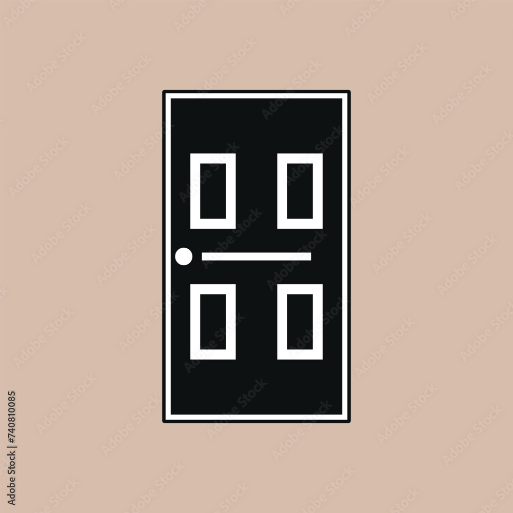 Door icon, flat vector black silhouette illustration of a simple door. Door icon, flat vector black silhouette illustration of a simple door.