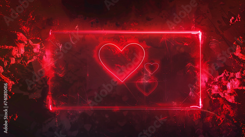 Quadro de néon vermelho dois corações com espaço de texto photo
