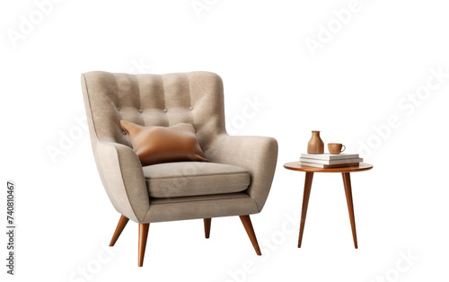 Wooden-Legged Armchair Design on white background