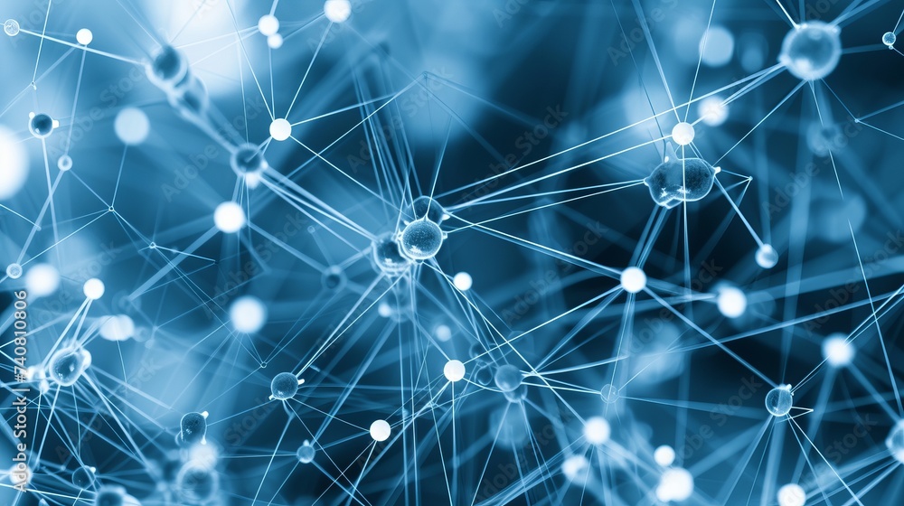 Fototapeta premium Connected points internet of things and machine learning on blurred background with copy space