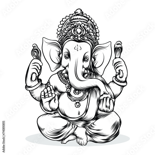 Ganesha illustration vector design on white background