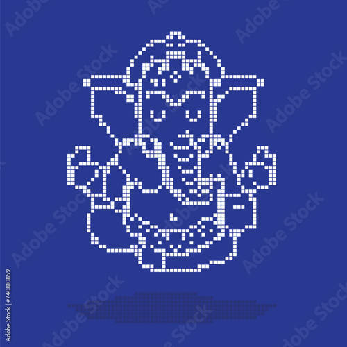 Ganesha pixel art illustration vector design on blue background