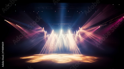 Stage background, modern dance stage lighting background, spotlight illuminates modern dance production stage