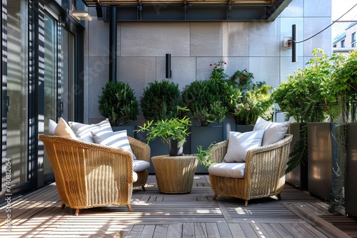 Cozy outdoor roof terrace With Plants