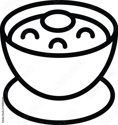 Fresh borsch bowl food icon outline vector. Delicious Ukrainian soup. Beetroot borscht bouillon