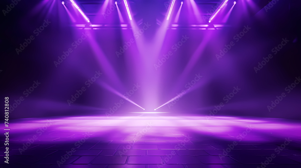 Fototapeta premium Stage background, modern dance stage lighting background, spotlight illuminates modern dance production stage