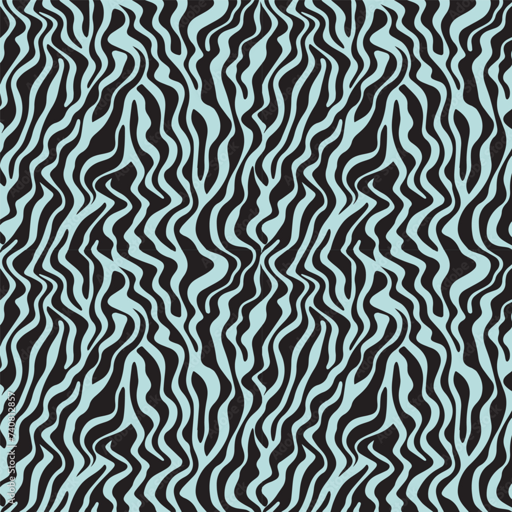 Abstract Zebra Stripes Pattern in Blue