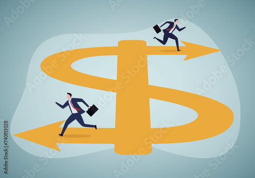 Business strategy, investment choice or option to make profit, select best earning asset. Business competition.
