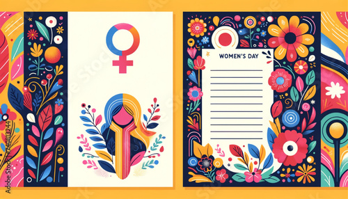 template flat vector illustration Happy Women's Day wish card
