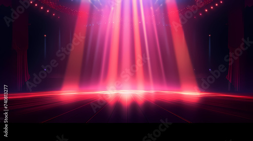 Stage background, modern dance stage lighting background, spotlight illuminates modern dance production stage © ma