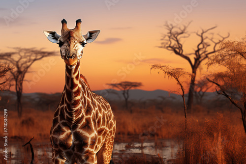 Giraffe at dawn in Kruger park South Africa © wendi
