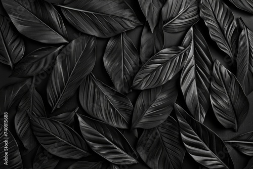 black dark tropical leaves texture