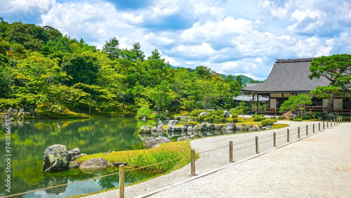 Tenryū-ji’s beautiful landscape garden and Sogen Pond in the Arashiyama district of Kyoto, Japan.