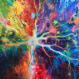 Colorful interpretation of the flow of communication between neuron cells