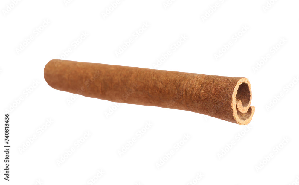 One aromatic cinnamon stick isolated on white One aromatic cinnamon stick isolated on white