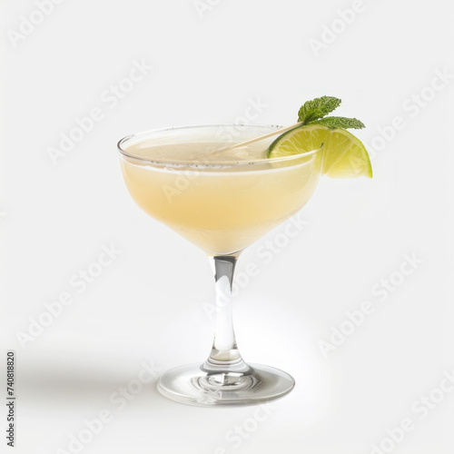 Margarita in glass with lime isolated on white background