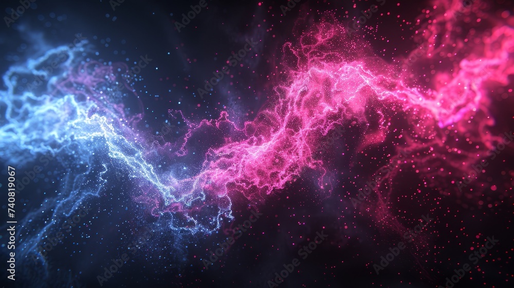 Abstract pink blue neon wave lines, bokeh lights, data transfer concept, futuristic wallpaper Abstract pink blue neon wave lines, bokeh lights, data transfer concept, futuristic wallpaper