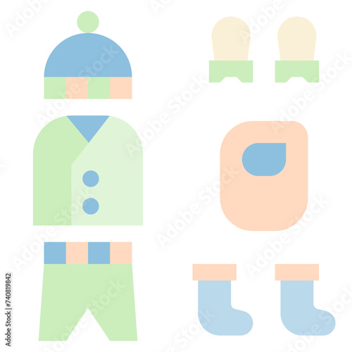 newborn baby set / cloth flat style icons