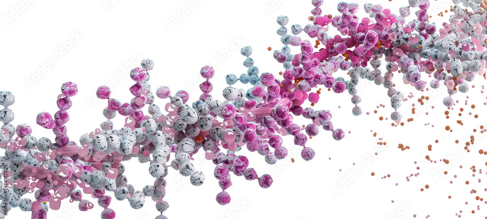 Obraz premium Artistic rendition of a DNA double helix swirling in a fantasy-like environment.
