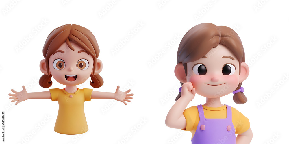 Children’s Day Celebration with Happy Girl: 3D Rendered Simple Cartoon Set Collection, Isolated on Transparent Background, PNG Children’s Day Celebration with Happy Girl: 3D Rendered Simple Cartoon Set Collection, Isolated on Transparent Background, PNG