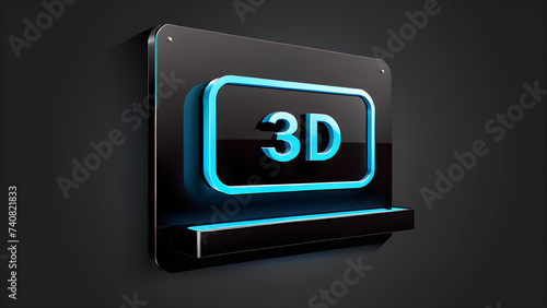 3d sign board icon clipart isolated on a black background