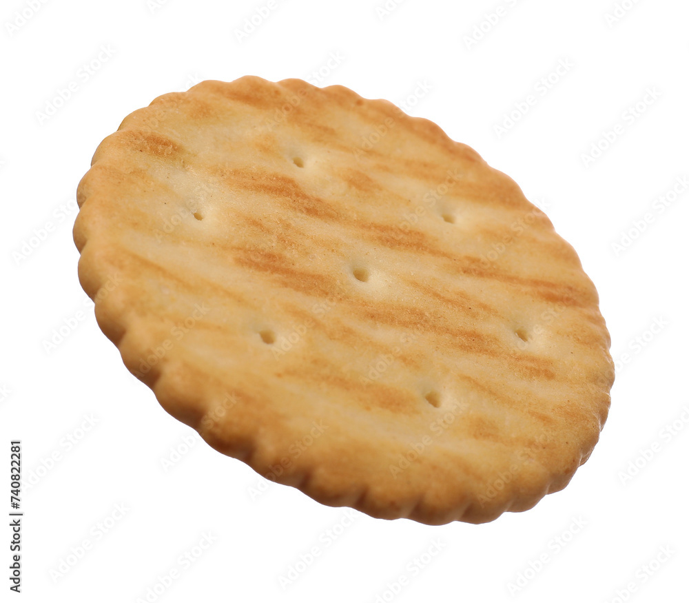 Tasty crispy round cracker isolated on white Tasty crispy round cracker isolated on white