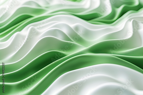 3d abstract green and white wave background