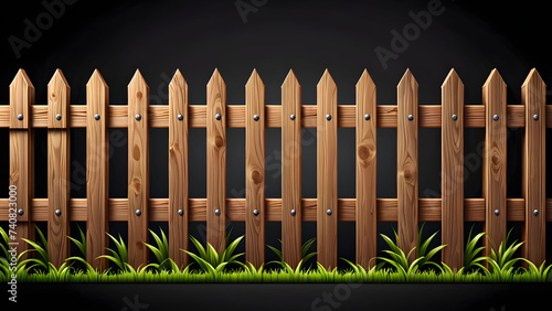 wooden fence icon clipart isolated on a black background photo