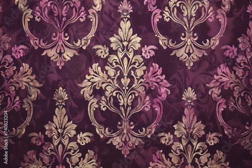 Burgundy wallpaper with damask pattern background