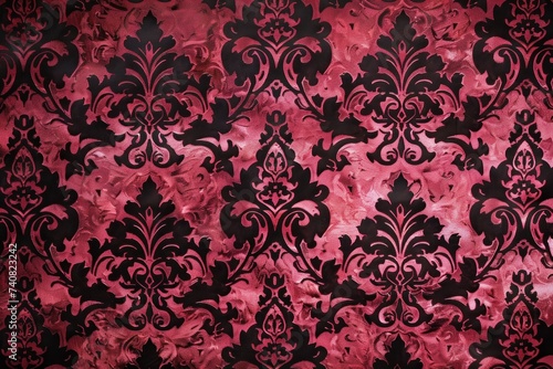 Burgundy wallpaper with damask pattern background
