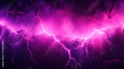 Majestic Pink Lightning Over Mystical Mountain Peaks.