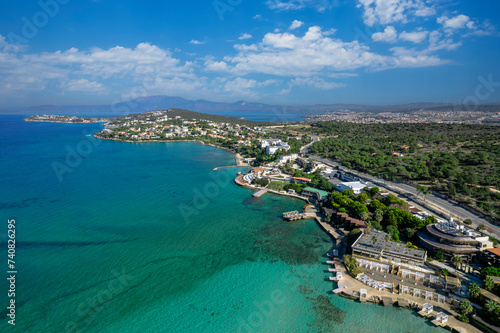 Fototapeta Naklejka Na Ścianę i Meble -  The most beautiful beach of Izmir-Çeşme district in Turkey, Ilıca Beach view