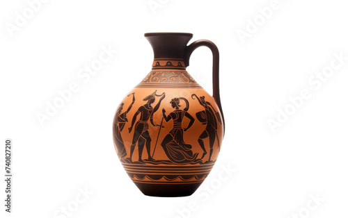 Classical Art on Ancient Greek Amphora on white background