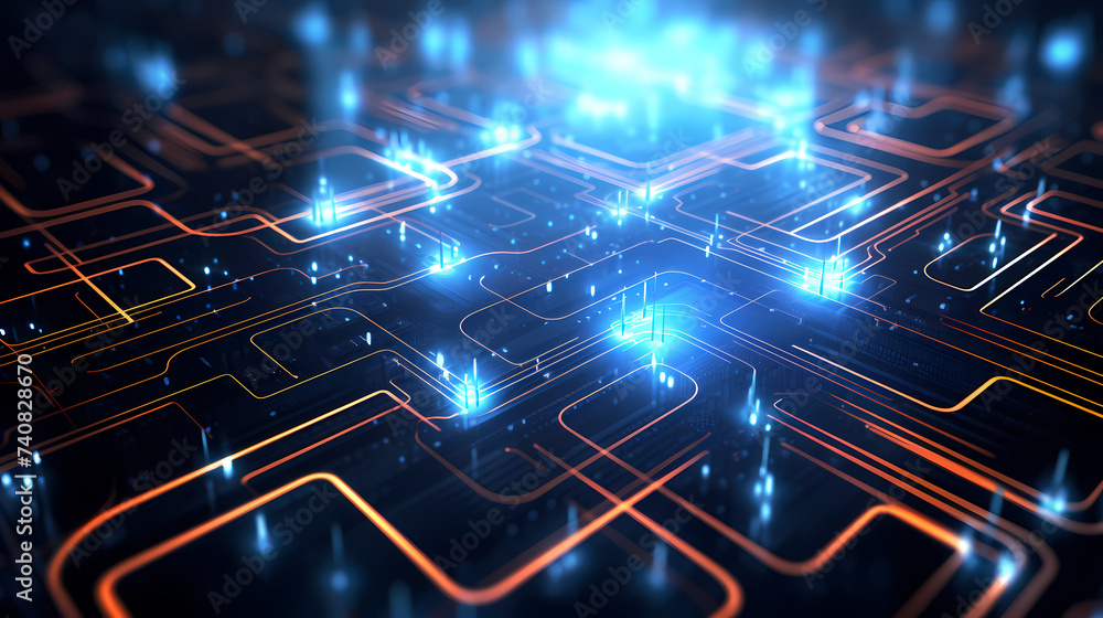 Technology circuit board texture background, abstract circuit board banner wallpaper