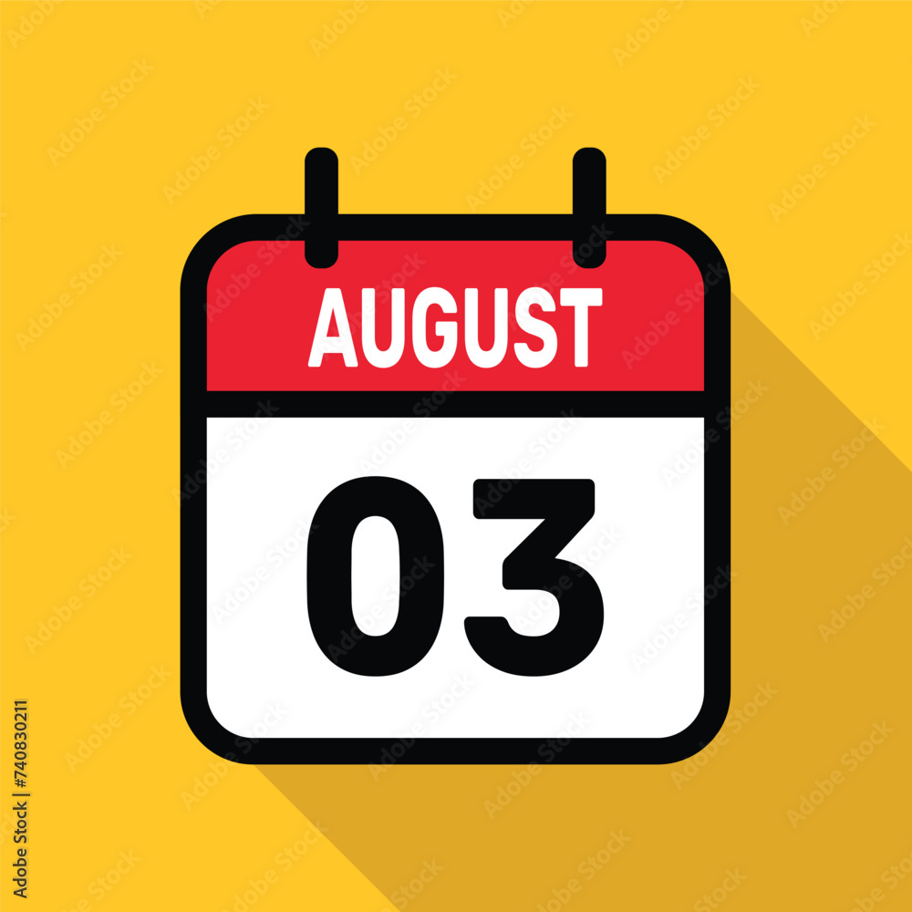 Calendar 03 August Vector illustration background design. Calendar 03 August Vector illustration background design.