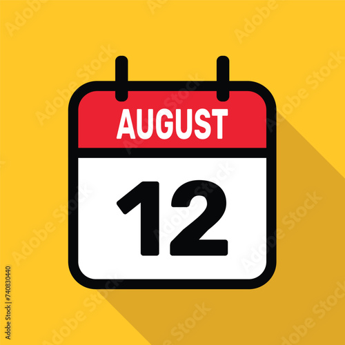 Calendar 12 August Vector illustration background design.