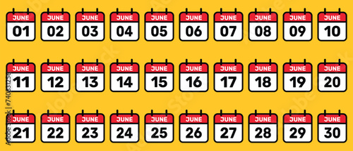 Calendar all June set Vector illustration background design.