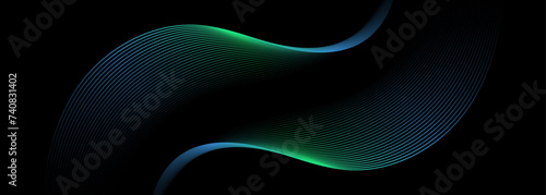 Abstract glowing geometric lines on dark background. Futuristic technology concept for AI and all Digital Communications also for poster, cover, banner, brochure, website
